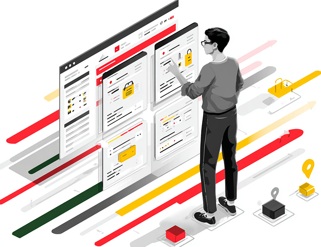 Illustration of a person reviewing dashboard evidence